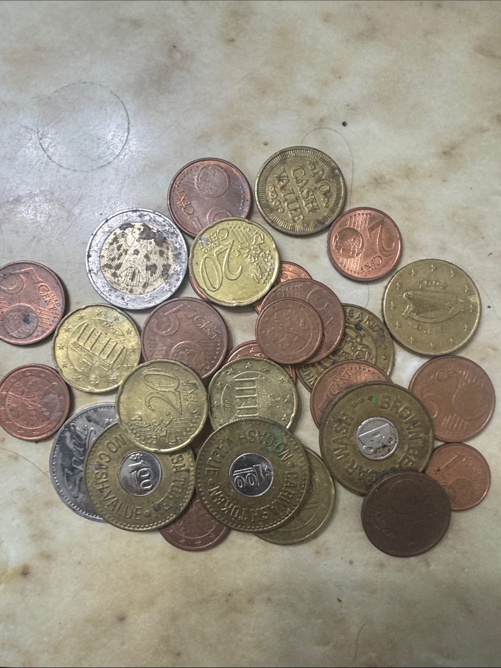Mixed Assorted Coins Pile - Gold & Copper Tones